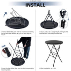 Byliable 32in Cocktail Folding Table, Round High Top Bar Table, Black | Portable Foldable Design with Removable Legs, Two Folding Methods, HDPE Tabletop, Indoor Outdoor for Parties, Patio, Events