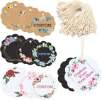Personalized Gift Tags with String Custom Hang Tags with Your Logo/Text Small Card Party Decoration Paper Gift Tags for Birthday Wedding Christmas