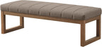 Zihanhome 52.7" Bedroom Bench for End of Bed, Modern Upholstered Teddy Fabric Entryway Bench & Dining Bench, Footrest Stool Bench with Solid Wood Frame for Bedroom, Living Room (Dark Brown)
