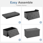DUMOS 30in Storage Ottoman Bench, Storage Chest | End of Bed Foot Rest Stool with Padded Seat, Bedroom Bench for Living Room, Bedroom, Support 660lbs, Grey