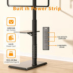 TV Floor Stand with Power Outlet & Removable Shelf for 32-75 Inch TVs | 110 lbs Capacity | ±30° Swivel | Height Adjustable | Cable Management | Safety Lock | Ideal for Living Room, Bedroom, Office