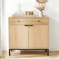 31 inch Sideboard Buffet Cabinet with Drawer, Modern Fluted Credenza with 2 Doors & Adjustable Shelf, Small Coffee Bar Storage for Kitchen, Entryway