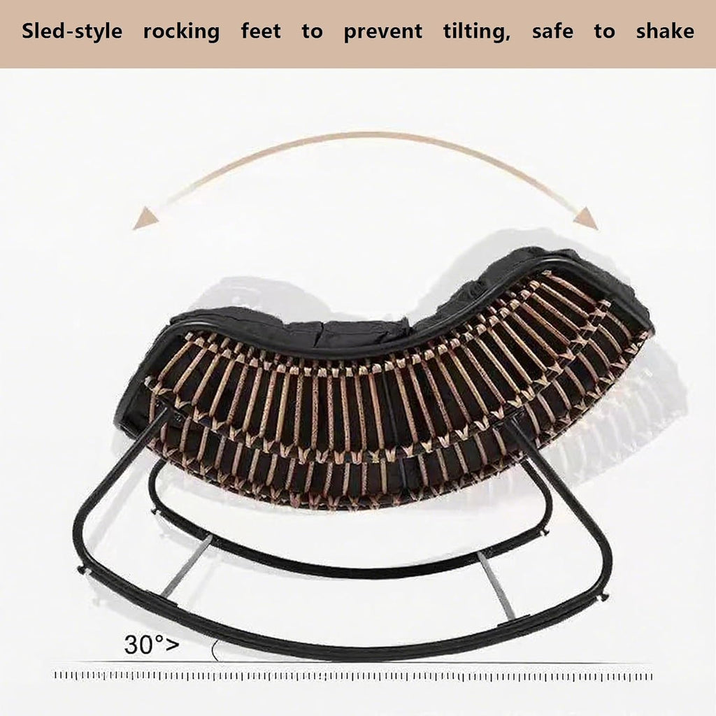 Rocking Chair with Cushion, Oversized Egg Chair Indoor Outdoor, All-Weather Lounge Rocker for Patio, Balcony, Garden(A,1 Chair)