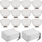 12 Pcs Winter Plant Covers Freeze Protection 39.4x23.6 Inch Horizontal Shrub Tree Rose Plant Protection Bags Frost Blanket with Drawstring for Fall Winter Outdoor Garden Planting (White)