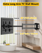 48'' Extension Extra Long Arm TV Wall Mount, Heavy Duty Full Motion TV Wall Mount for 37 to70,75,77,80,85'' Screens, Max VESA 600x400mm, Hold 110 lbs, 16''-24'' Wood Studs/Concrete/Brick Wall, WHYFONE