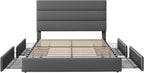 Allewie Modern Full Size Platform Bed Frame with 4 Storage Drawers