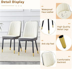 Round Dining Table Set for 4, 45''Marble Grain Dining Room Table Set for 4 with Upholstered Chairs, Modern Dinner Table Set for Kitchen Dining Room