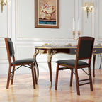KOTEK Folding Dining Chairs Set of 2, Wooden Kitchen Chairs with Padded Seat & Backrest, Foldable Armless Side Chairs for Dining Room, Living Room