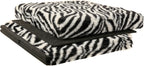 Luxe Faux Fur Storage Ottoman, Zebra Black/White, 15 x 15 x 15 in | Engineered Wood, Tool-Free Assembly, Modern Style, Seat And Footrest