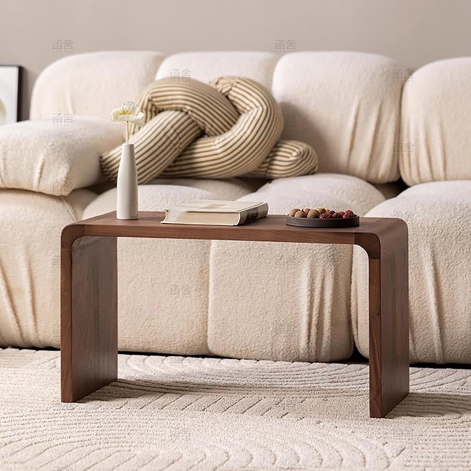 Solid Wood End Table for Couch,C Shaped Side Table Slide Under Sofa Table for Space Saving,Living Room Bedroom Laptop Work Desk Small Coffee Table(13.8" W x 9.8" D x 24.4" H, Walnut)