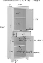 Crosley Furniture Tara Pantry Storage Cabinet with Shelves, Kitchen, Dining, or Laundry Room, Distressed White