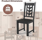 NAFORT Wood Dining Chairs Set of 6, Black Kitchen Chairs, Solid Rubber Wood Chair with Non-Slip Foot Pads, Max Load of 430 Lbs, Farmhouse Seat High Chevron Back Dining Room Chairs