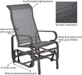 Outsunny Set of 2 Outdoor Patio Glider Rocking Chair Fabric Metal Mesh - Brown