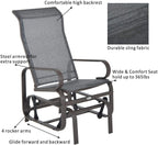 Outsunny Set of 2 Outdoor Patio Glider Rocking Chair Fabric Metal Mesh - Brown