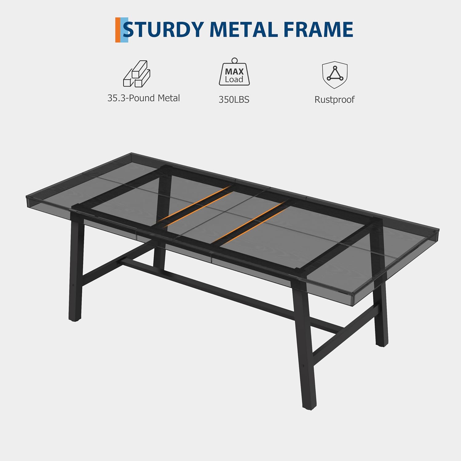 Garvee Industrial Dining Table for 6-8, 78.74" Extra Long Rectangular Kitchen Table with 2"×2" Metal Legs & Wood Top, Large Dining Table for Dining Room, Home Office, Black