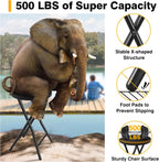 Portable Folding Chair with Handle, Heavy Duty Round Fold Stool Chair | 500lbs Capacity for Adults, 18 Inch Foldable Stool for Dorm, Kitchen, Vanity, Church and Outdoor use