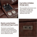 CANMOV Genuine Leather Power Reclining Sofa Set,Living Room Furniture Sofa Set,Power Recliner Chair,Loveseat and Sofa with Storage Console, USB Ports, Cup Holders for Living Room,Dark Brown