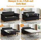 Pull Out Sofa Bed with Mattress, 57" Convertible Sofa Bed Loveseat, Twin Sleeper Sofa Couch with Pocketed Coil Seating, Upholstered Fabric Sofa Bed for Small Spaces,Black