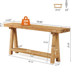 70.9-Inch Solid Wood Console Table for Entryway, Farmhouse Long Sofa Table with Shelves for Living Room, Hallway, Foyer, Easy Assembly