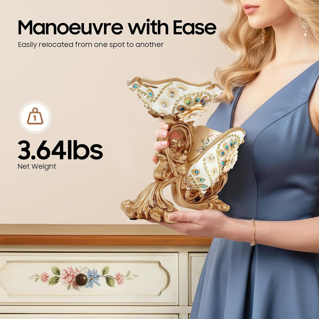 Tabletop Golden Luxury Cameo Wine Rack, Countertop Acrylic & Resin Bottle Display Holder with 3 Glass Notches, Elegant Flower Diamond Wine Decor for Kitchen Bar Gifts, Holds 1 Bottle and 3 Glasses