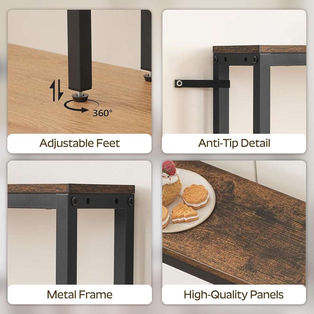 YATINEY Narrow Console Table with Outlets, 70.9" Sofa Table Narrow Long, L Shaped Behind Couch Entryway Table with Charging Station, for Living Room, Hallway, 3 Assembly Options, Rustic Brown CT07UBR