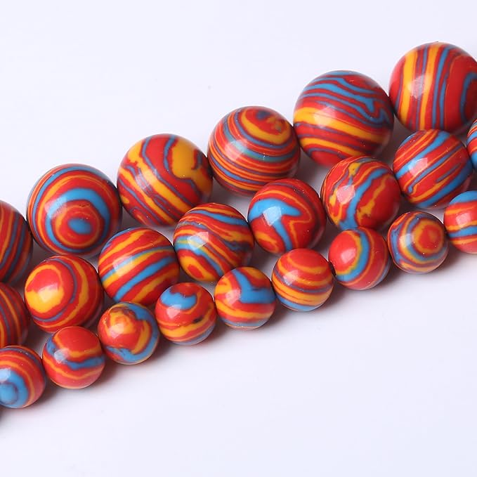 Red Yellow Blue Peacock Turquoise Stone Beads Gemstone Round Crystal Energy Jade Beads Stone Beads for Jewelry Making DIY Bracelet Necklace Jewelry Making 1 Strand 15.5inch 4MM