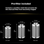 SunStream 4 Inch Grow Tent Ventilation Kit, 190 CFM Inline Fan, Carbon Filter, 25ft Ducting Compatible with 2x2/3x3 Grow Tents for Indoor Gardening, Hydroponics