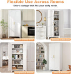 Zevemomo 71'' Tall Metal Pantry Cabinet with 2 Doors, Freestanding Kitchen Storage Cabinet with 4 Adjustable Shelves, Steel Cupboard for Kitchen, Pantry, Dining Room, Living Room, Bathroom, White