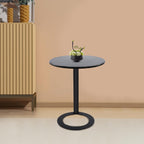 C Shaped Round Side Table, Metal End Table for Couch Sofa Bed, Small Accent Coffee Table with O Shaped Base, Modern Bedside Table for Small Space Living Room Bedroom Office (Black)