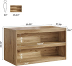 Tribesigns 59-Inch Kitchen Island with Storage, 3-Tier Farmhouse Stationary Island Table with Large Worktop & Seating Area, Rectangular Breakfast Counter for Kitchen, Dining Room, Light Wood