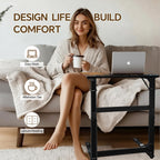 YIBOLIN'S Couch Table Tray - Foldable TV Dinner Tray Table with No Assembly, Large Surface Laptop Stand for Couch, C-Shaped Bed Tray, Sturdy Slide-Under Sofa Table (16" Extra Wide)