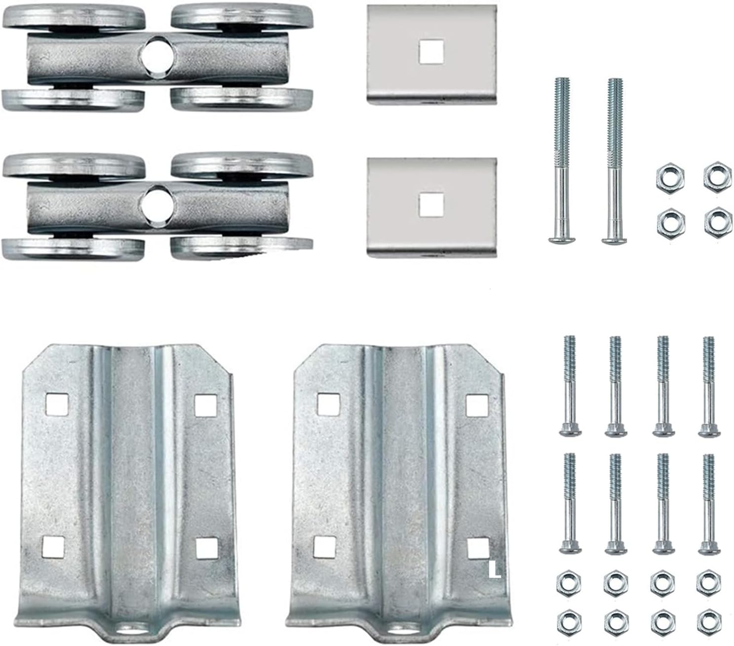 HOME MASTER HARDWARE Box Rail Hanger Kit 2 Set,Exterior Barn Door Hardware Kit,Each Rated Safe Working Load 225 lbs,Zinc Plated