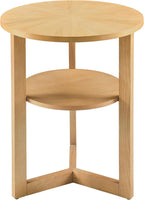 Round End Table, Rustic Side Tables with Storage Shelf, Classic Circular Solid Wood Beside Table-, 2-Tier Telephone Tables-, Nightstand, 24”H x 19.3”D for Living Room Wood Natural BZ3338OA