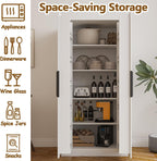 63” Tall Kitchen Pantry Cabinet, Pantry Storage Cabinet with Doors & Shelves, Freestanding Storage Cupboard for Dining Room Living Room, Wooden Structure, Easy Assembly (White)