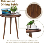 Round Dining Table Set, Upholstered Fabric Chairs with Padded Seat for 2, Space-Saving Modern Nordic Furniture with Sturdy Stainless Steel Legs, Easy to Assemble for Home Office (Grey)