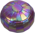 Round Unstuffed Sparkling Pouf Ottoman, Bean Bag Chair, Foot Stool, Foot Rest, Storage Solution (Empty & New) for Living Room (Purple(L), Large)