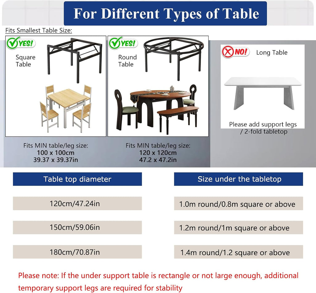 Large Round Foldable Table Top, 47.2-70.9'' inch Wood Table Top, Round Table Tops Folding Table No Legs, Replace Desktop for Indoor Outdoor Patio Table (B, 71in/180cm/5.9ft)