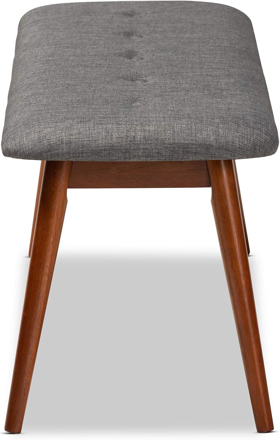 Baxton Studio Flora II Mid-Century Dining Bench Dark Grey Fabric Upholstered Medium Oak Finished Wood Dining Bench