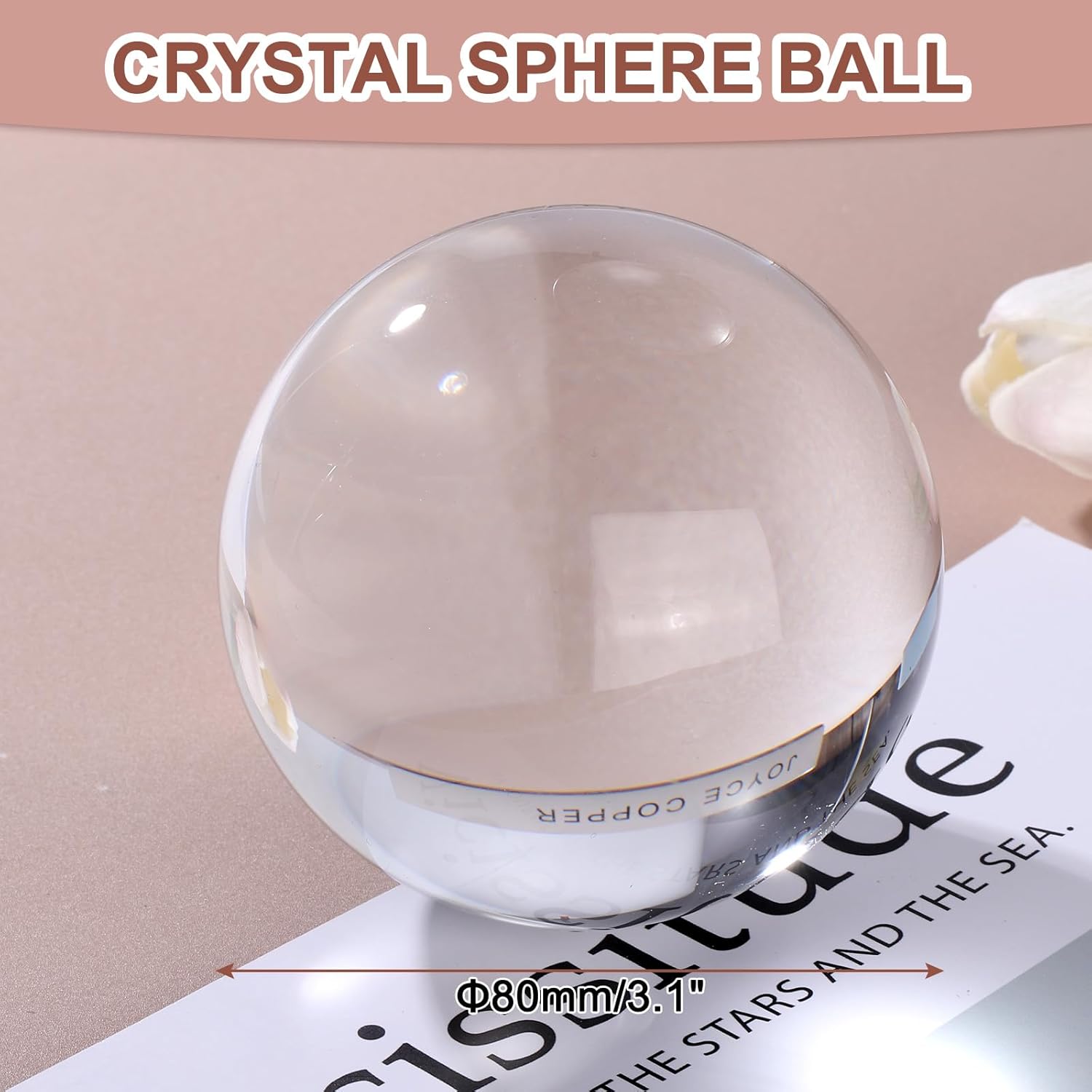 uxcell 80mm/3.1" Crystal Sphere Ball Glass Solid Decorative Sphere Crystal Ball Prop Ornament for Feng Shui Divination Fortune Telling Tabletop Fountain Decoration, Clear