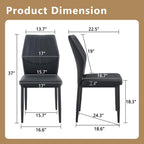 Modern Dining Chairs Set of 4，Black Dining Room Chairs Set, Comfy Kitchen Faux Leather Upholstered Chairs with Mental Legs， Easy Assembly