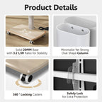 FITUEYES Rolling TV Stand with Power Outlets, for 32-75 InchTVs, White | Swivel Portable TV Stand with Height Adjustable&Wood Base, Mobile TV Cart with 2 Shelves for Bedroom Living Room Home Office