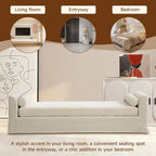 Chifee & Vingol 88.6" W Oversized Chaise Lounge Upholstered Bedroom Benches Extra-Long Indoor Bench Entryway Bench with Removable Pillows for Living Room Hallway,Beige