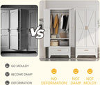 Metal Armoire Wardrobe Closet, Bedroom Armoires with Drawers | 71'' Metal Wardrobe Cabinet with 2 Doors and 2 Adjustable Shelves,Laundry Room Cabinets,Large Wardrobe Closet