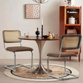 Rattan Dining Chairs Set of 2,Linen Cesca Chair Kitchen Chair,Coffee2 | VICBARLEY Mid Century Modern Dining Chairs,Wood Cane Backrest&Chrome Base,Upholstered Side Chair for Dining Room,Kitchen