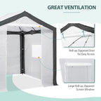 EAGLE PEAK Replacement Cover for 8x6 Portable Pop up Greenhouse with Polyester Reinforced Corners, Front Roll-Up Zipper Entry Door and 3 Large Roll-Up Side Windows (Frame Not Included), Gray/White