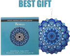 Wind Spinner Yard Art Garden Decor 3D Stainless Steel Metal Sculptures Kinetic Hanging Whirligigs Blue Mandala Decorations Backyard Outside Indoor Outdoor Patio Ornaments Clearance Windmill