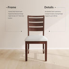 COLAMY Wooden Dining Chairs Set of 6, Farmhouse Upholstered Dining Room Chairs with 3.5" Thick Cushion, FSC Solid Wood Ladder Back Kitchen Chairs for Home and Restaurant, Easy Clean,Brown