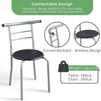 Yaheetech 3-Piece Dining Room Table Set, Kitchen Table & Chair Sets for 2, Compact Table Set w/Steel Legs, Built-in Wine Rack for Breakfast Nook, Small Space, Apartment, Black, 31.5x21x29" (LxWxH)