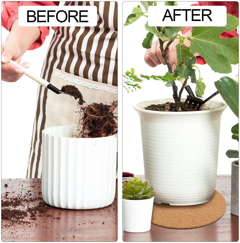 10Pcs Cork Plant Mat Round Cork Plant Coasters 4/6/8 Inch DIY Corks Pad Plants Plate Pad for Gardening, Indoor and Outdoor Pots, DIY Craft Project