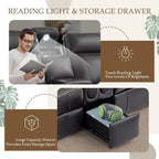 Power Reclining Sofa Set, Power Recliner Sofa and Loveseat Set with LED Light/Bluetooth Speakers, Electric Reclining Sofa Couch Living Room Set for Home, Office(Black, Sofa+Loveseat) | pu leather